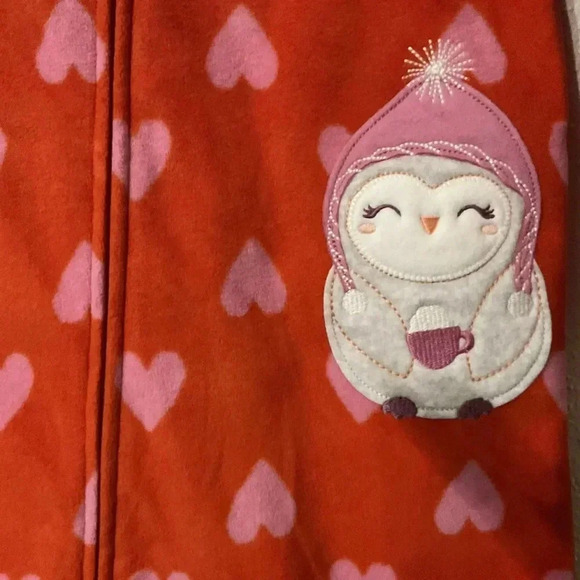CARTER’S  Red & Pink Baby Girl 1-Piece Fleece Footie Pajamas Size 24 Months - Picture 2 of 4